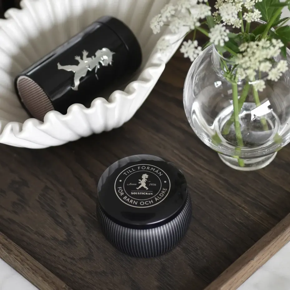 Solstickan gift box scented candles + matchstick tube, Black-scented candle cedarwood