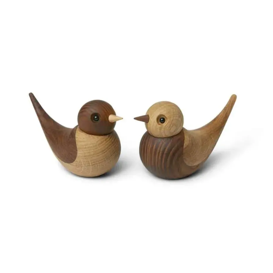 Soulmates swallow decoration 2 pieces, Oak-ash