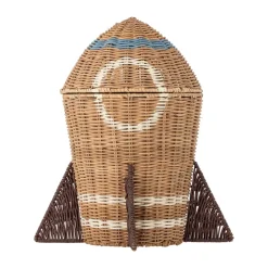 Space rattan basket with lid 31x35 cm, Natural