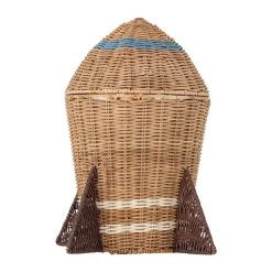 Space rattan basket with lid 31x35 cm, Natural
