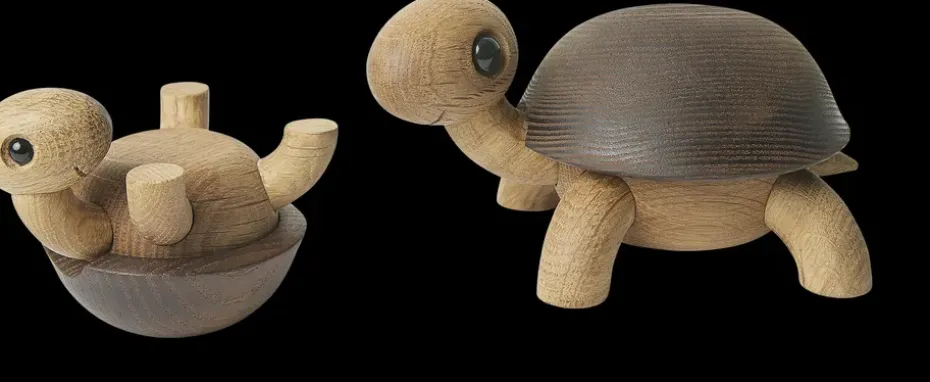Speedy turtle decoration 4 cm, Oak-ash