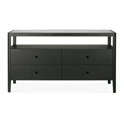 Spindle dresser, Black lacquered oak, 4 drawers