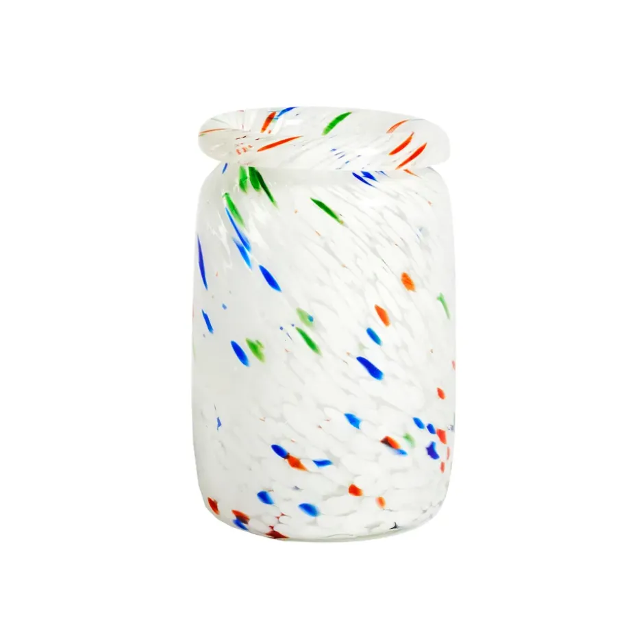 Splash Roll Neck vase M 22 cm, white dot (multi)