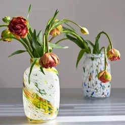 Splash Roll Neck vase M 22 cm, white dot (multi)