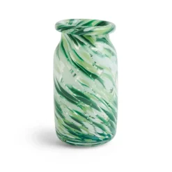 Splash Roll Neck vase S 20.5 cm, Green swirl