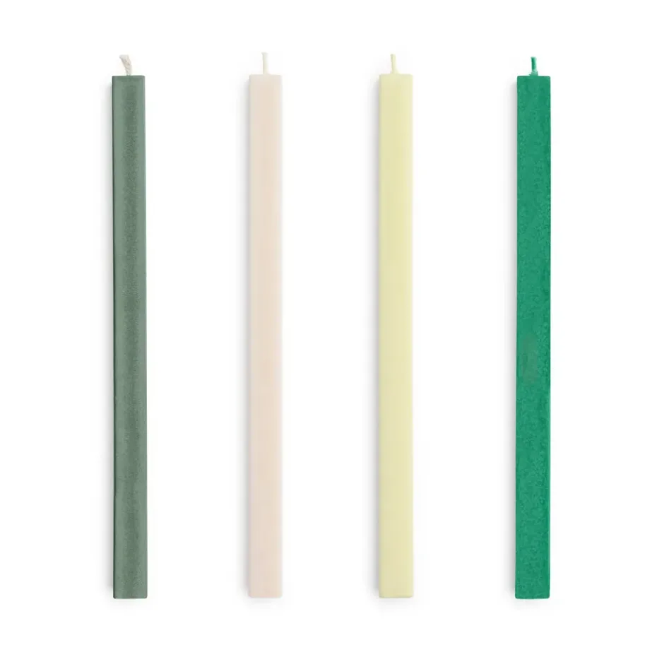 Square Candle light mix 4-pack, Greens-whites