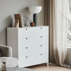 Square dresser 2+3 drawers, White