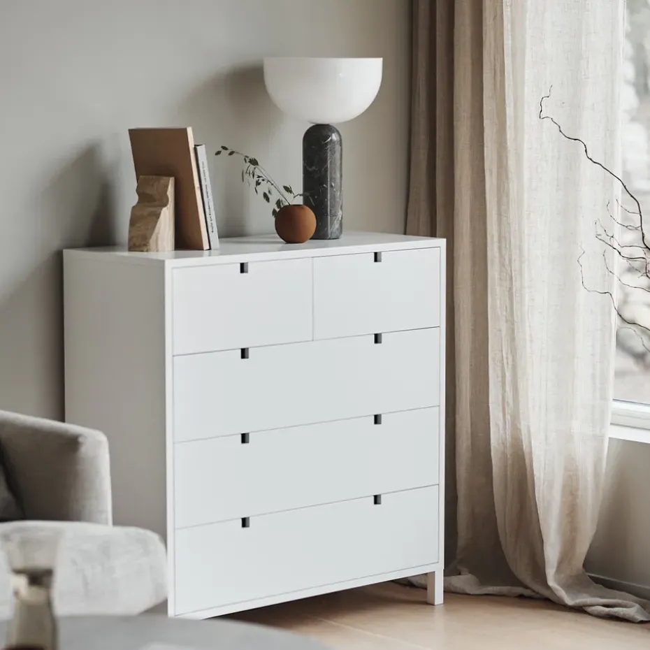 Square dresser 2+3 drawers, White