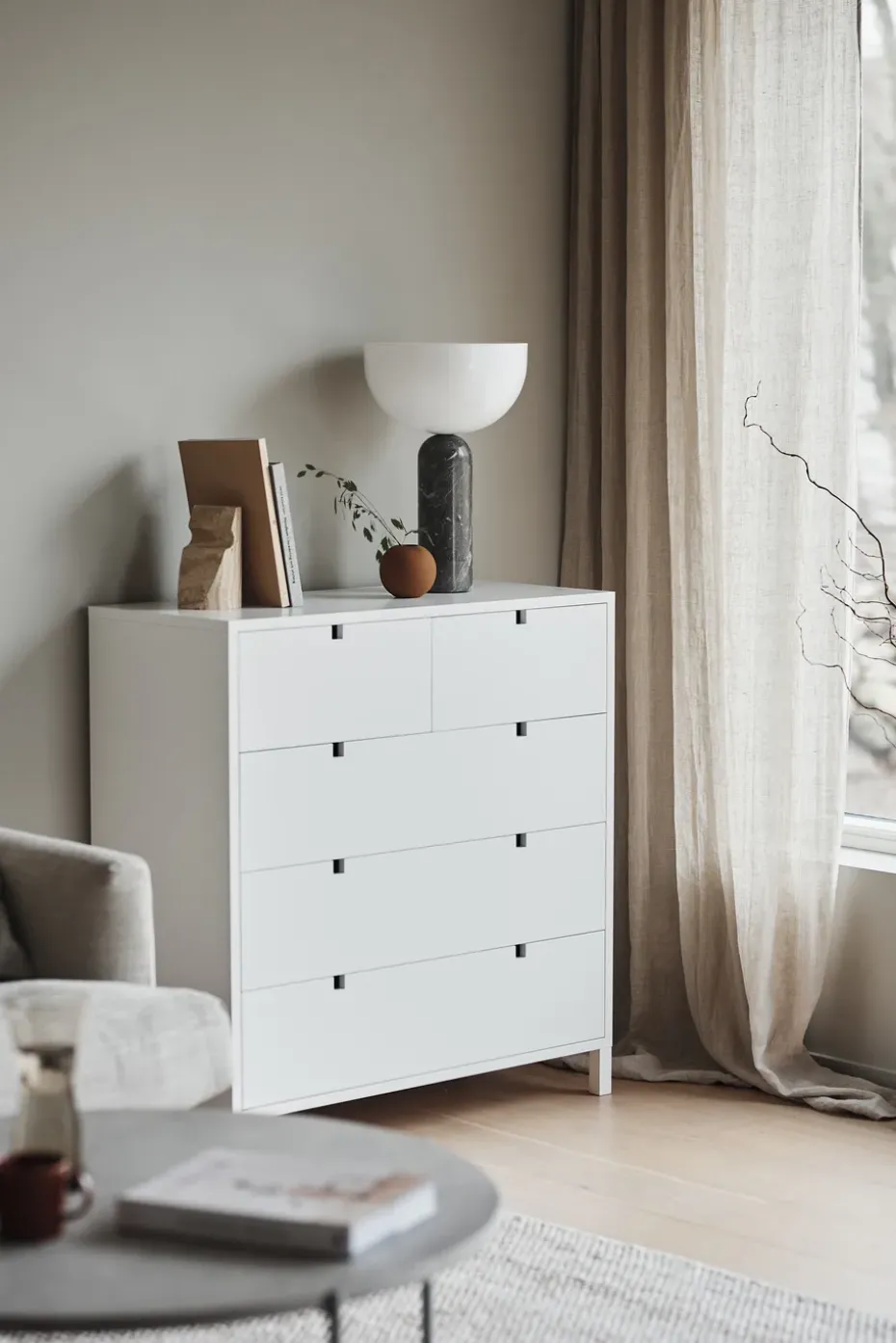 Square dresser 2+3 drawers, White