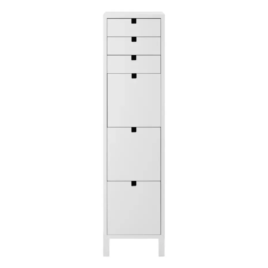 Square dresser narrow 6 drawers, White