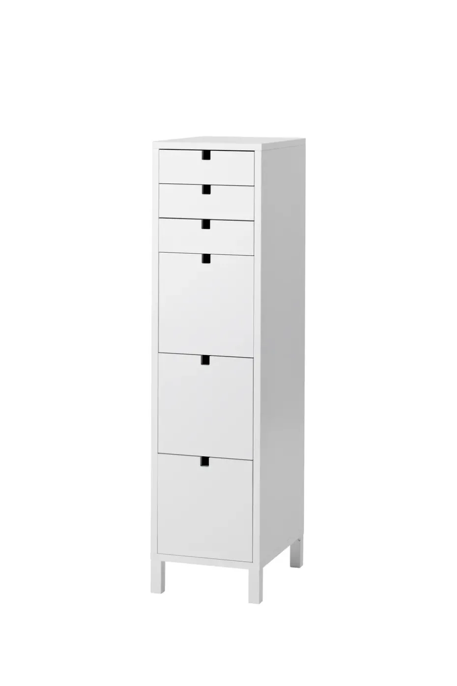Square dresser narrow 6 drawers, White