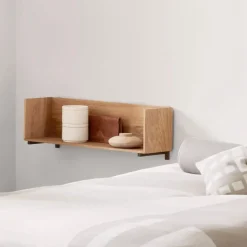 Stack wall shelf, Oak, consoles in dark oiled walnut