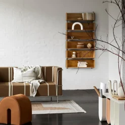 Stack wall shelf, Oak, consoles in dark oiled walnut