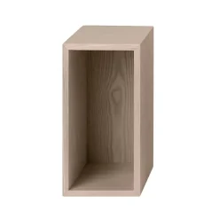 Stacked 2.0 shelving with back plate, small, oak