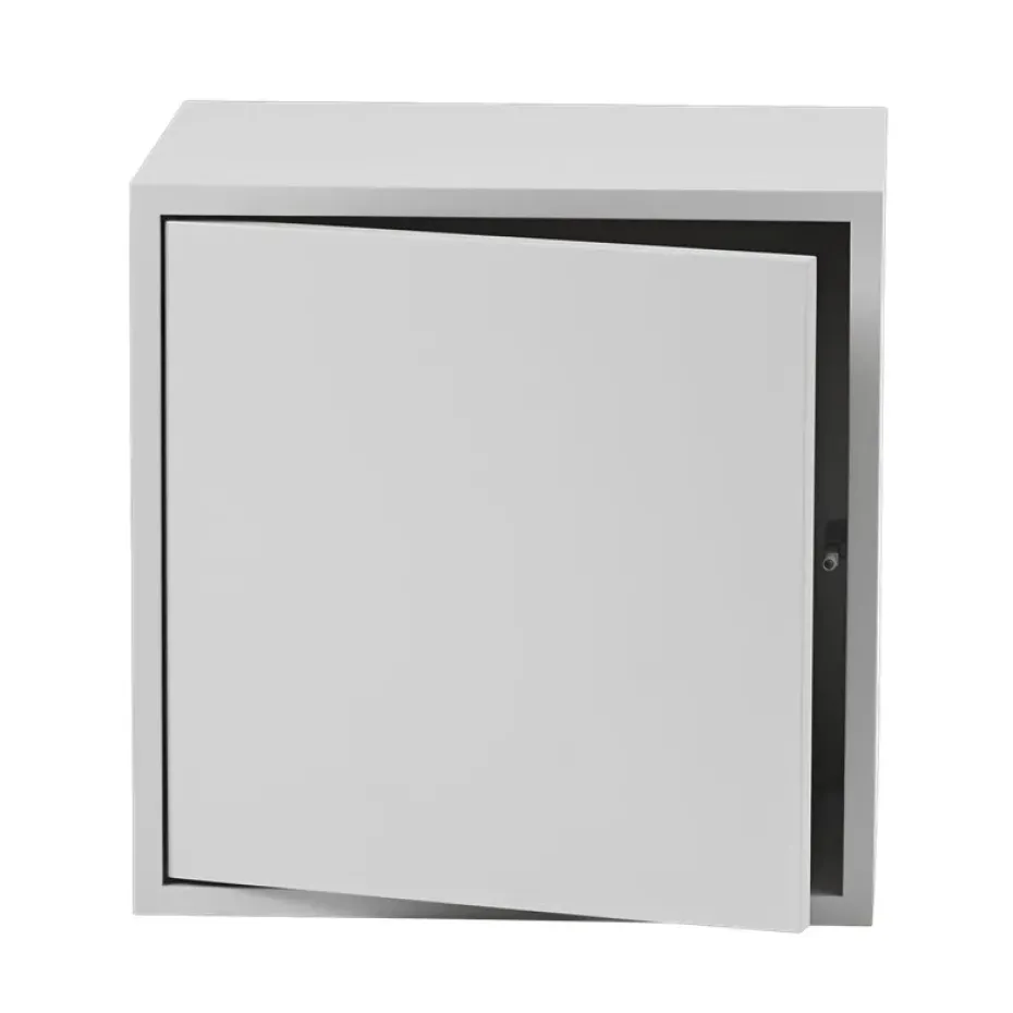 Stacked 2.0 shelving with door, medium, light grey
