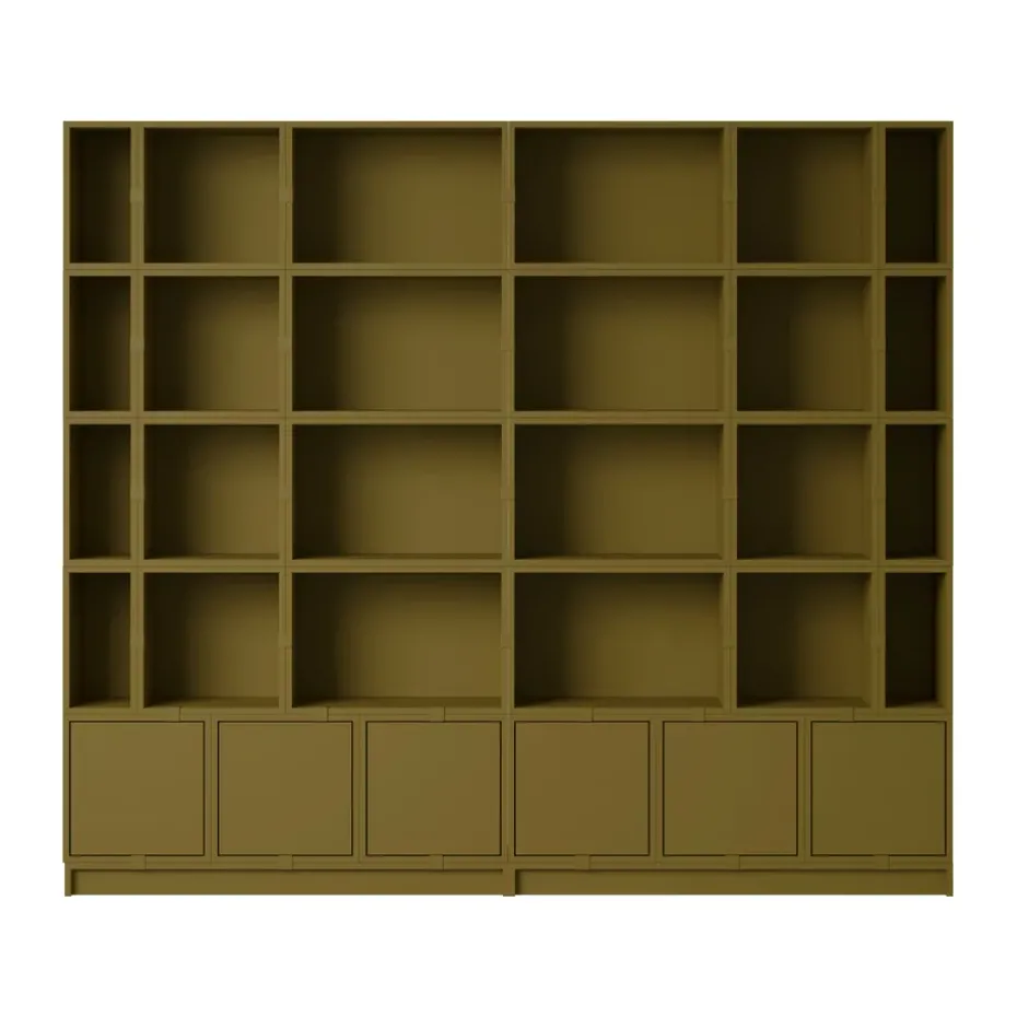 Stacked storage system Bookcase Configuration 1, Brown Green