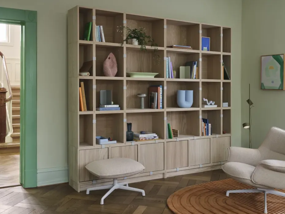 Stacked storage system Bookcase Configuration 1, Brown Green