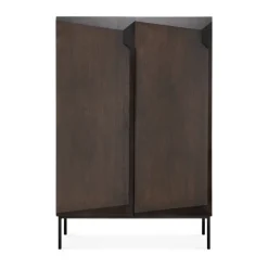 Stairs cabinet, Brown lacquered oak-2 doors, 100x150 cm