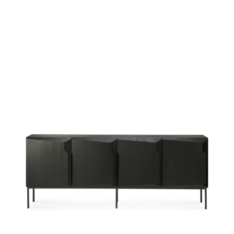 Stairs sideboard 4 doors, Black-stained oak 200x80x46 cm