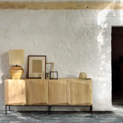 Stairs sideboard 3 doors, Black stained oak 150x80x46 cm