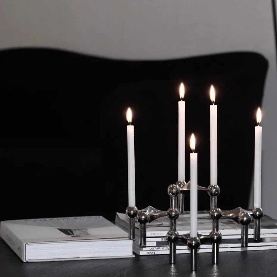 STOFF Nagel candle sticks 3-pack, chromium