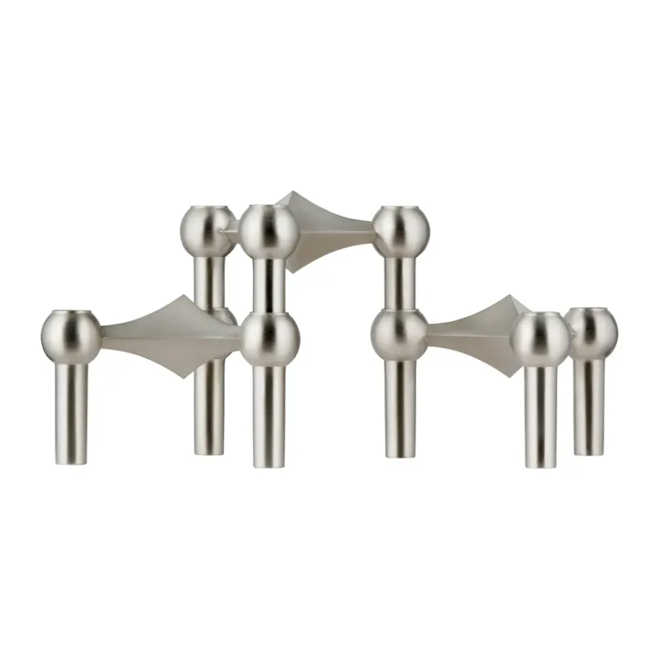 STOFF Nagel candle sticks 3-pack, Brushed chrome