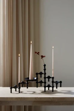 STOFF Nagel candle sticks 3-pack, black