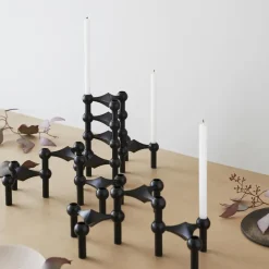 STOFF Nagel candle sticks 3-pack, black