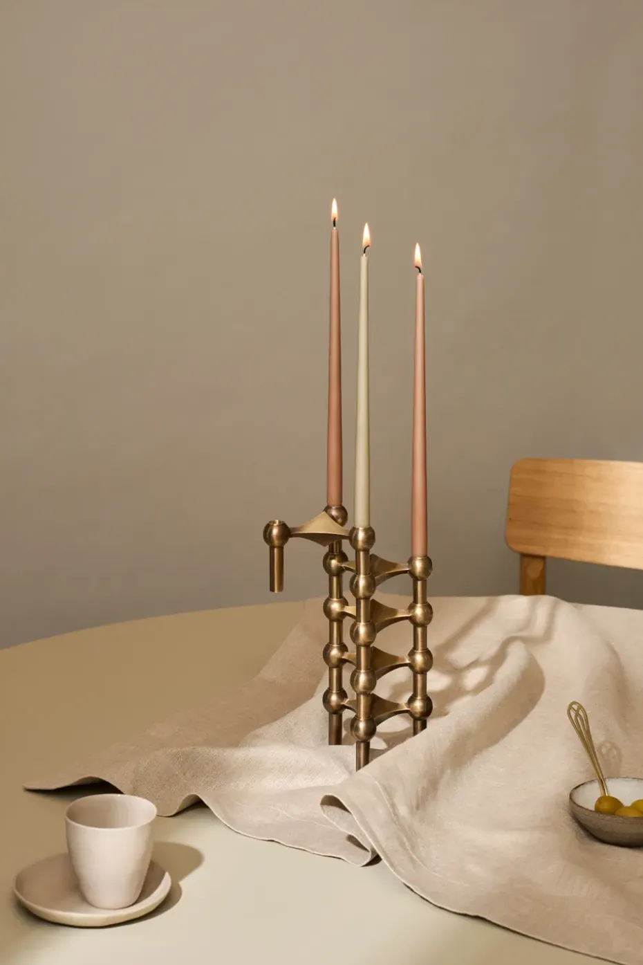 STOFF Nagel candle sticks 3-pack, Bronzed brass