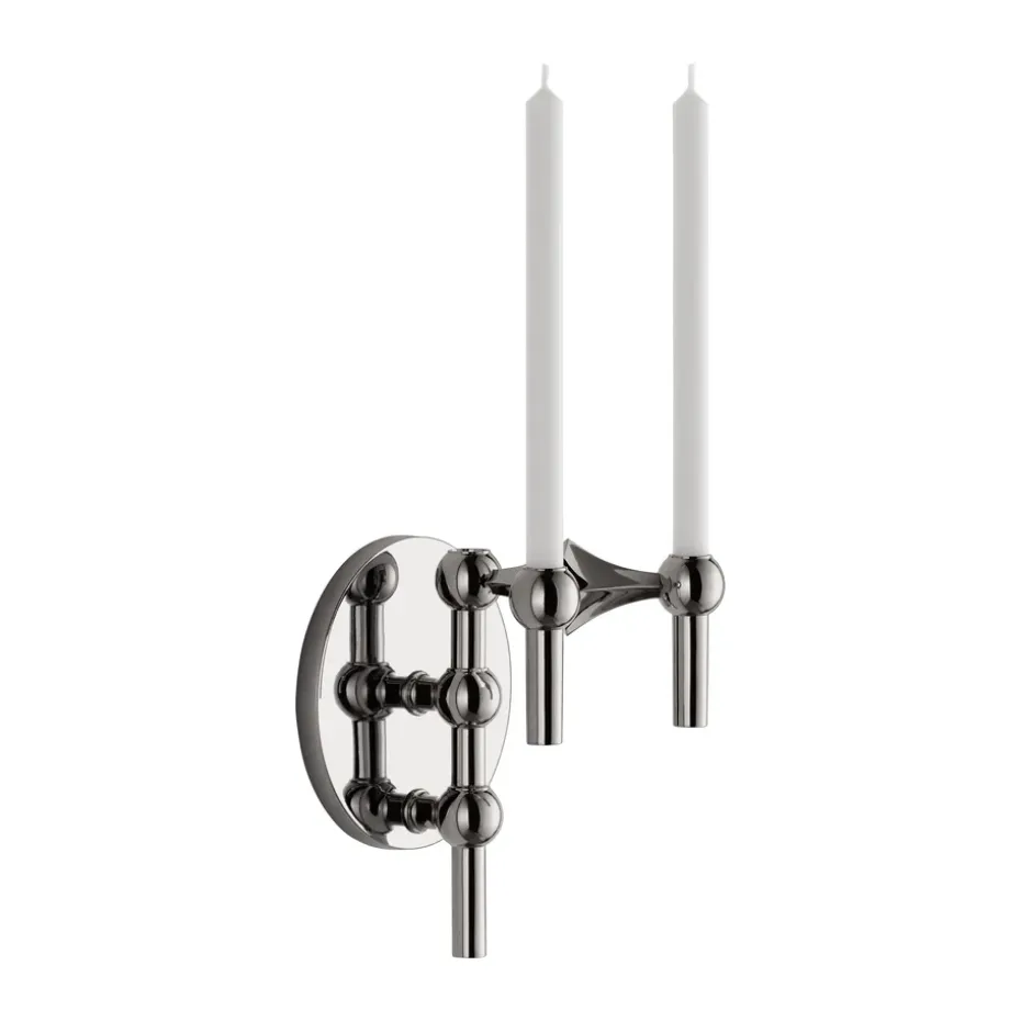 STOFF Nagel candle sticks wall, Black chrome
