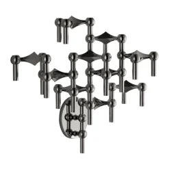 STOFF Nagel candle sticks wall, Black chrome