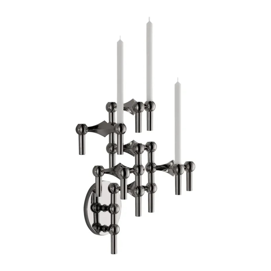 STOFF Nagel candle sticks wall, Black chrome