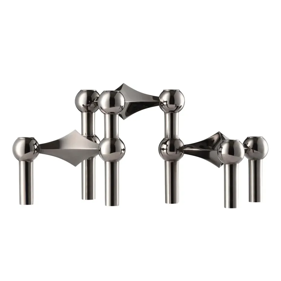 STOFF Nagel candle sticks 3-pack, Black chrome