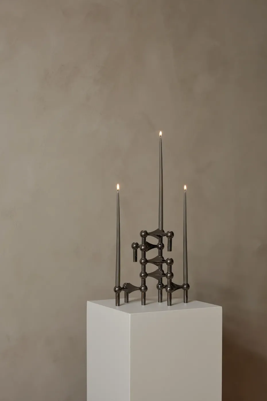 STOFF Nagel candle sticks 3-pack, Black chrome