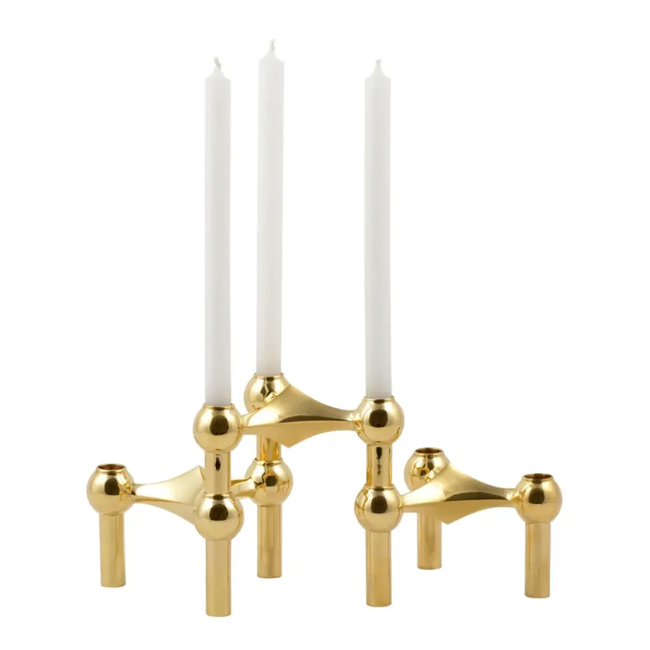STOFF Nagel candle sticks 3-pack, brass