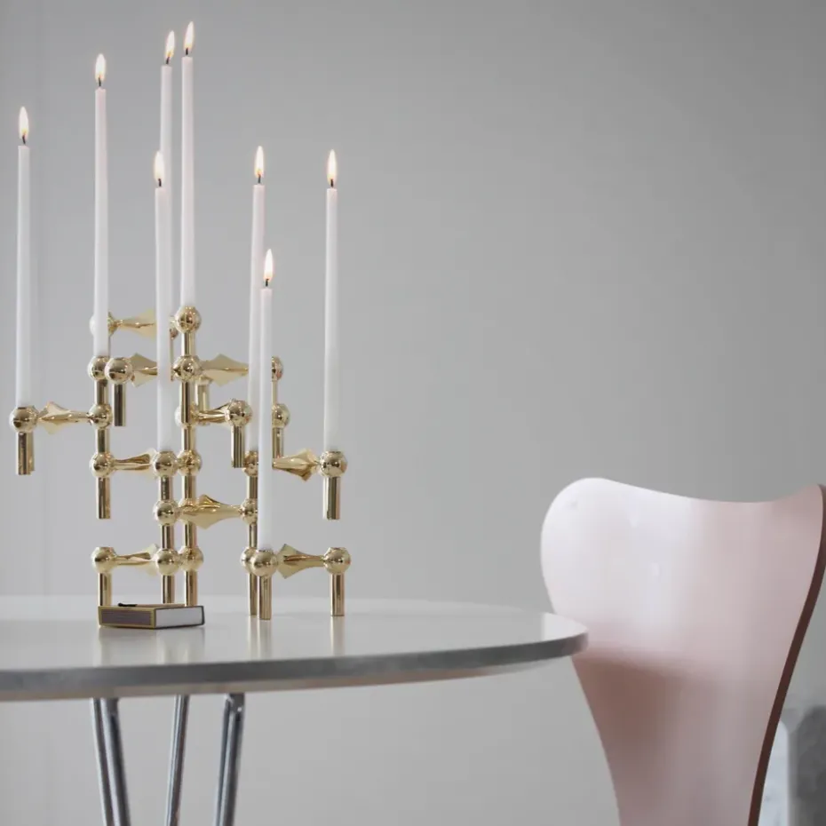 STOFF Nagel candle sticks 3-pack, brass