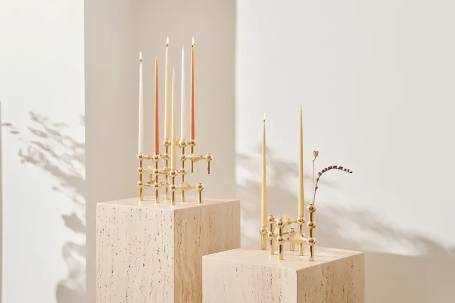 STOFF Nagel candle sticks 3-pack, brass