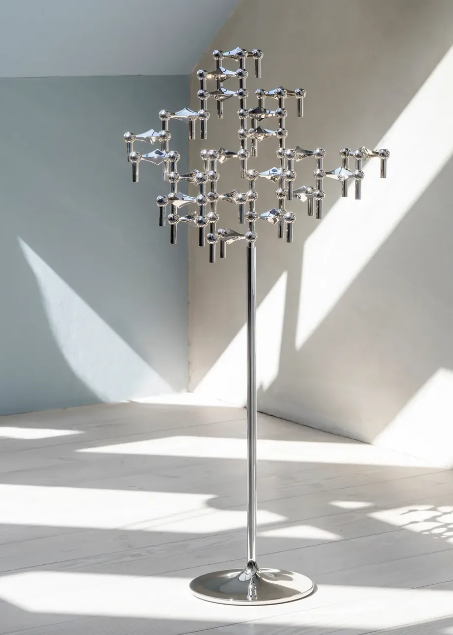 STOFF Nagel floor candle sticks 70 cm, Chrome