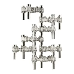 STOFF Quist candlestick 3-pack, Brushed chrome