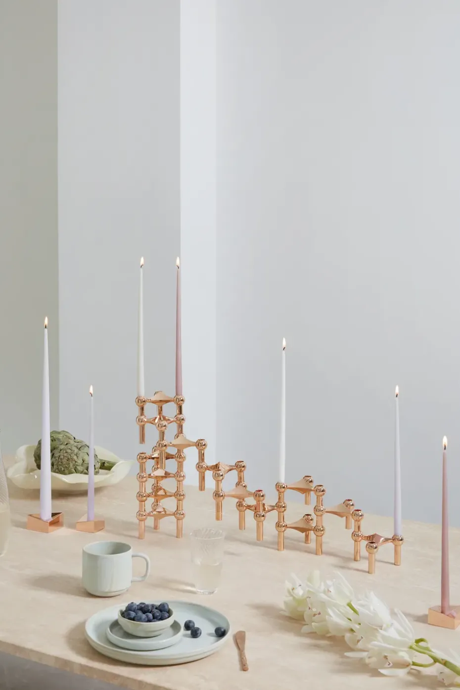 STOFF tapered candle by ester & erik 6-pack, dusty rose