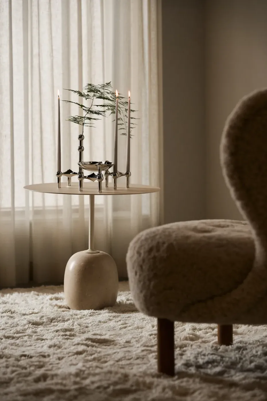 STOFF tapered candle by ester & erik 6-pack, sand