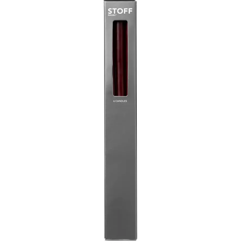 STOFF tapered candle by ester & erik 6-pack, Burgundy red