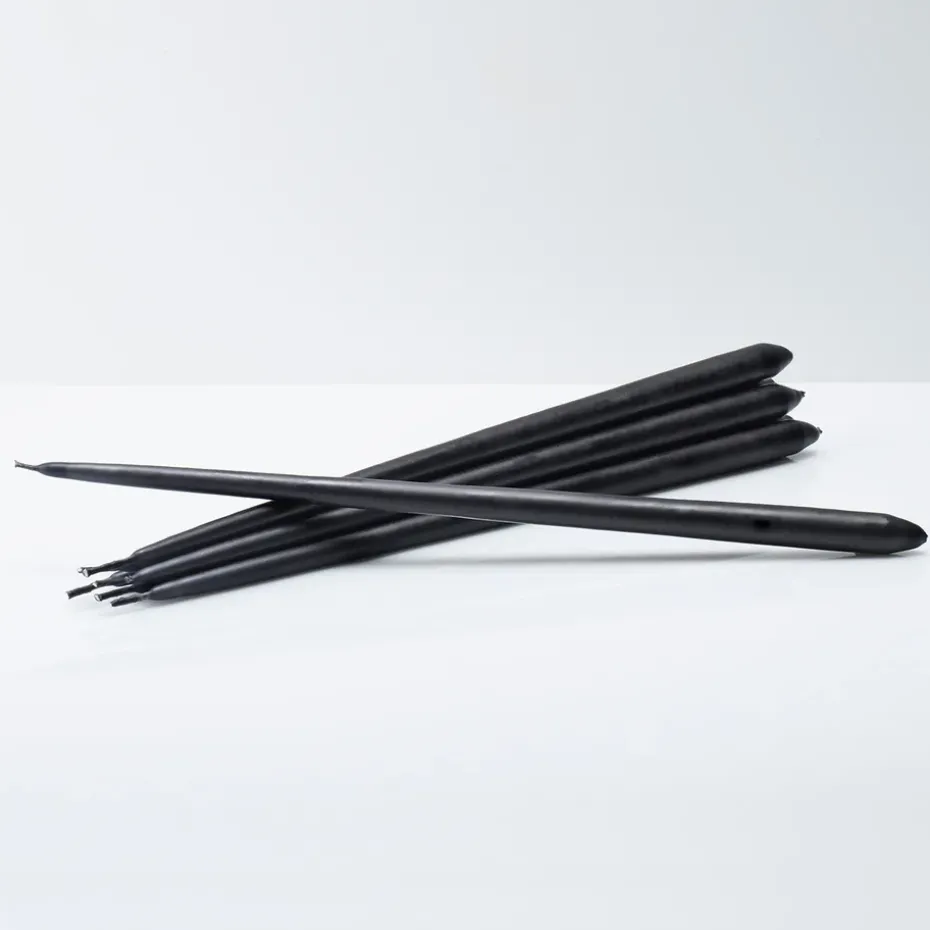 STOFF tapered candle by ester & erik 6-pack, black