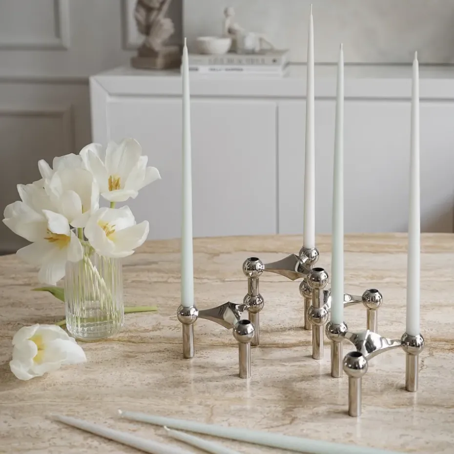 STOFF tapered candle by ester & erik 6-pack, Dusty mint