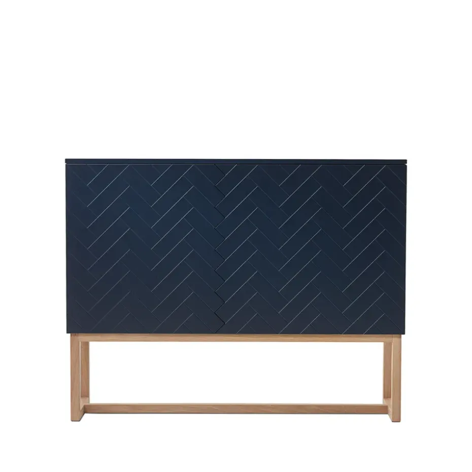 Story Side table, Midnight blue, white oiled oak stand