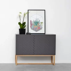 Story Side table, Midnight blue, white oiled oak stand
