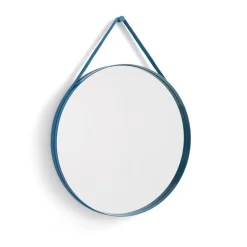 Strap Mirror Ø70 cm, Blue