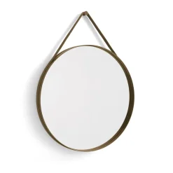 Strap Mirror Ø70 cm, Light brown