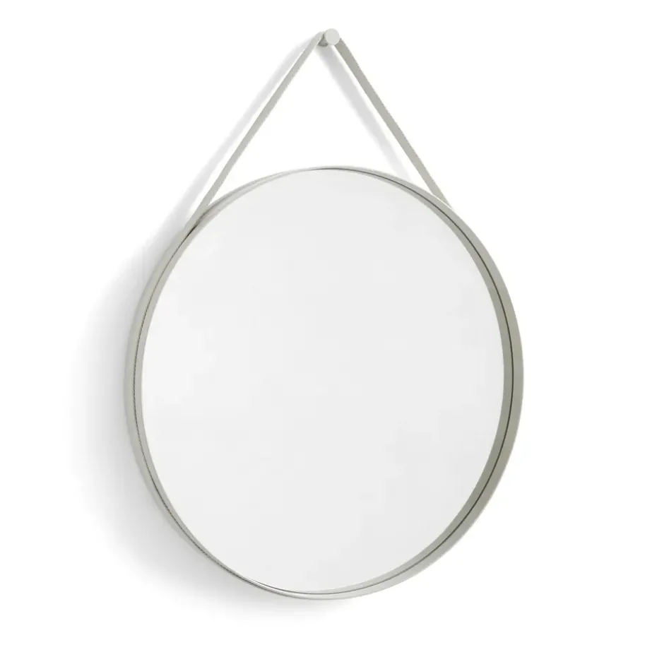 Strap Mirror Ø70 cm, Light grey