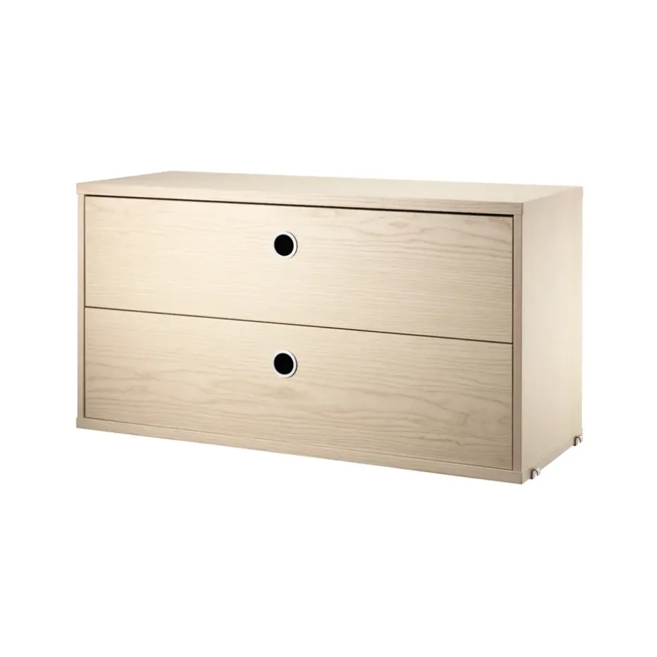 String cabinet with drawers, Ash veneer, 78x30 cm